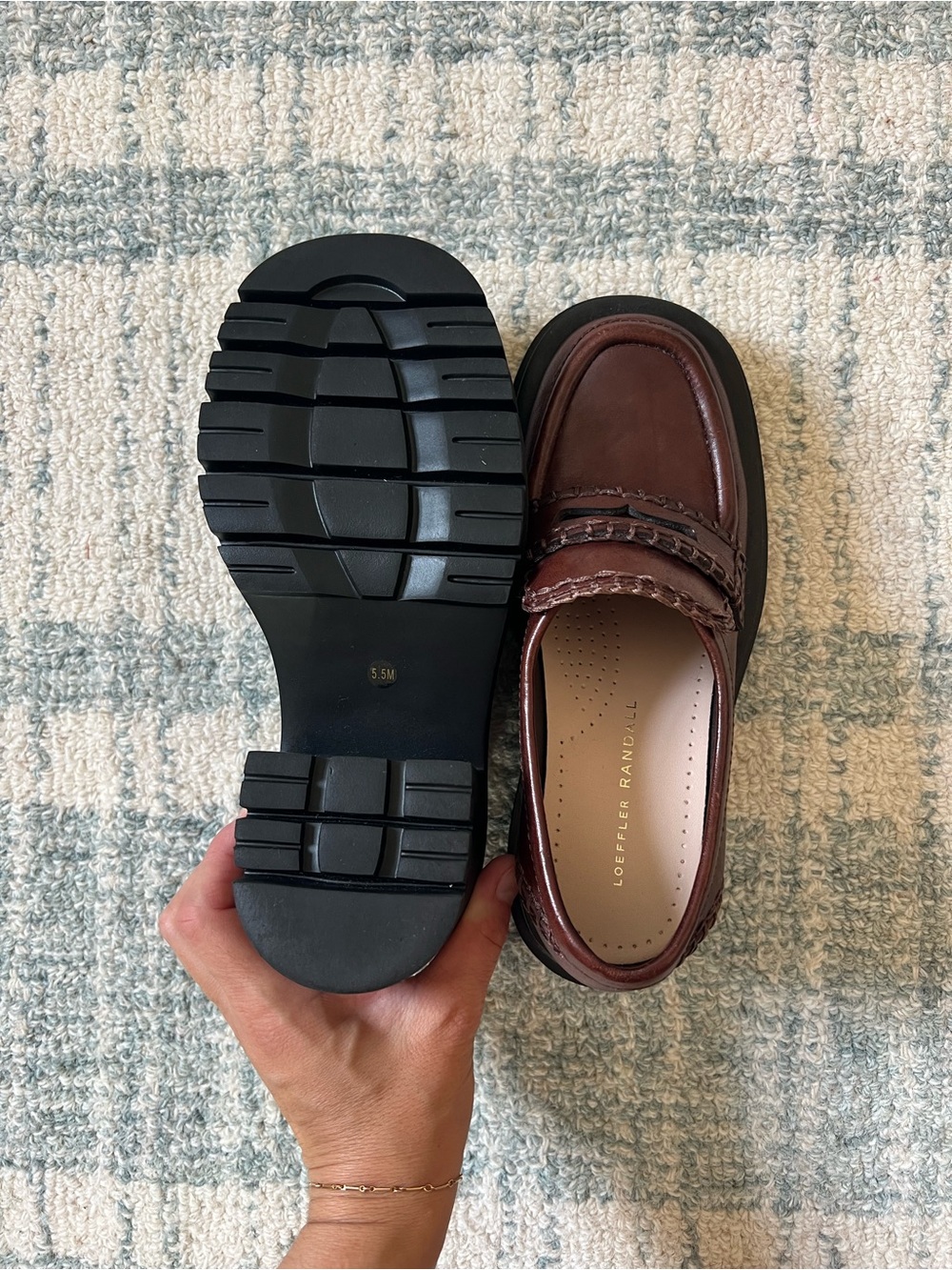 Loeffler Randall Dark Brown Leather Lug-Soled Penny Loafers - Picture 3 of 4